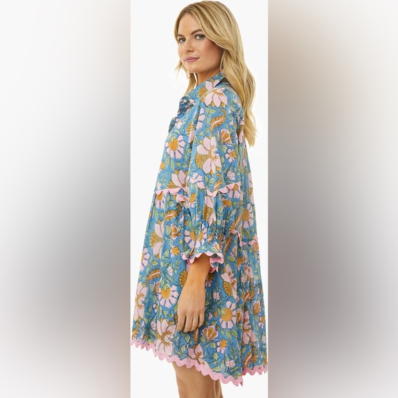 Juliet Dunn Blue‎ and Pink Floral Dress - Picture 2 of 8